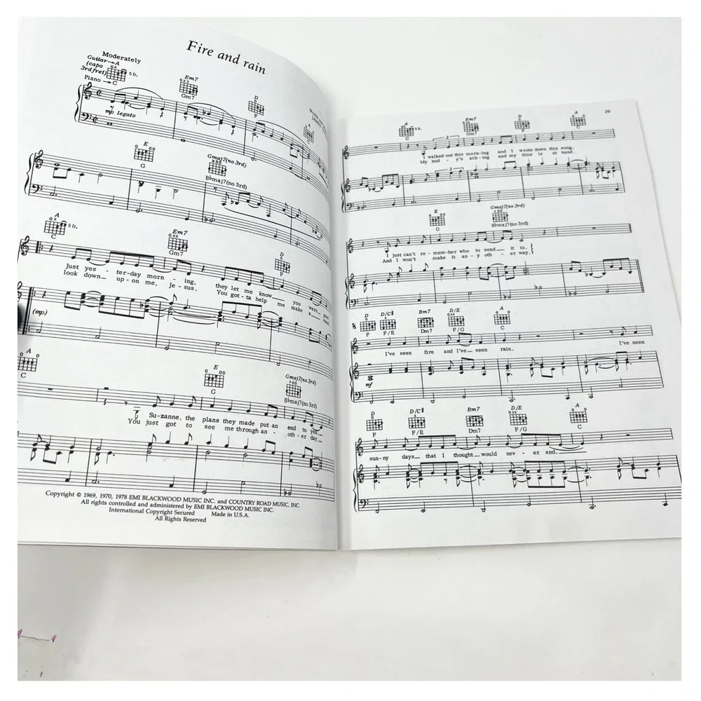 VTG James Taylor Greatest‎ Hits Piano Vocal Guitar Sheet Music Songbook 1978